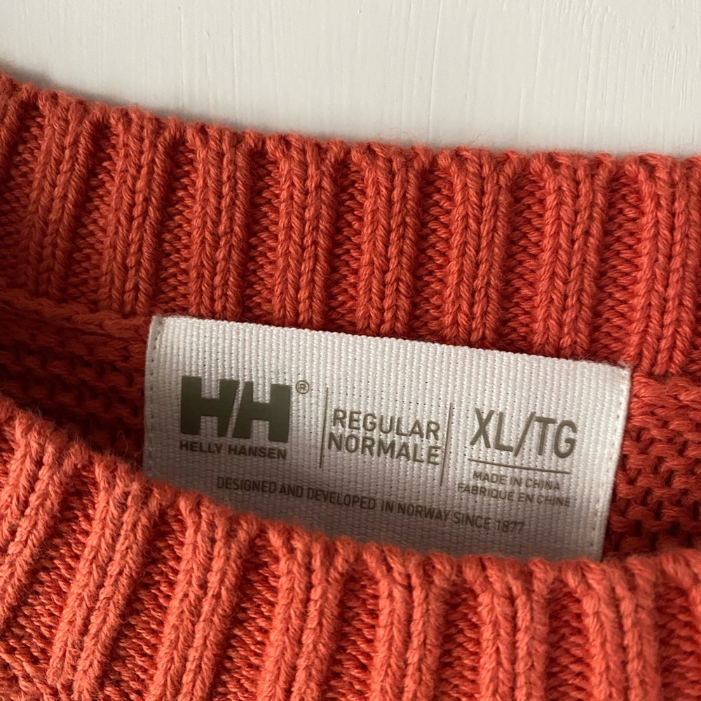 Helly Hansen Coral-Orange Open-Knit Crewneck Sweater - Picture 3 of 4